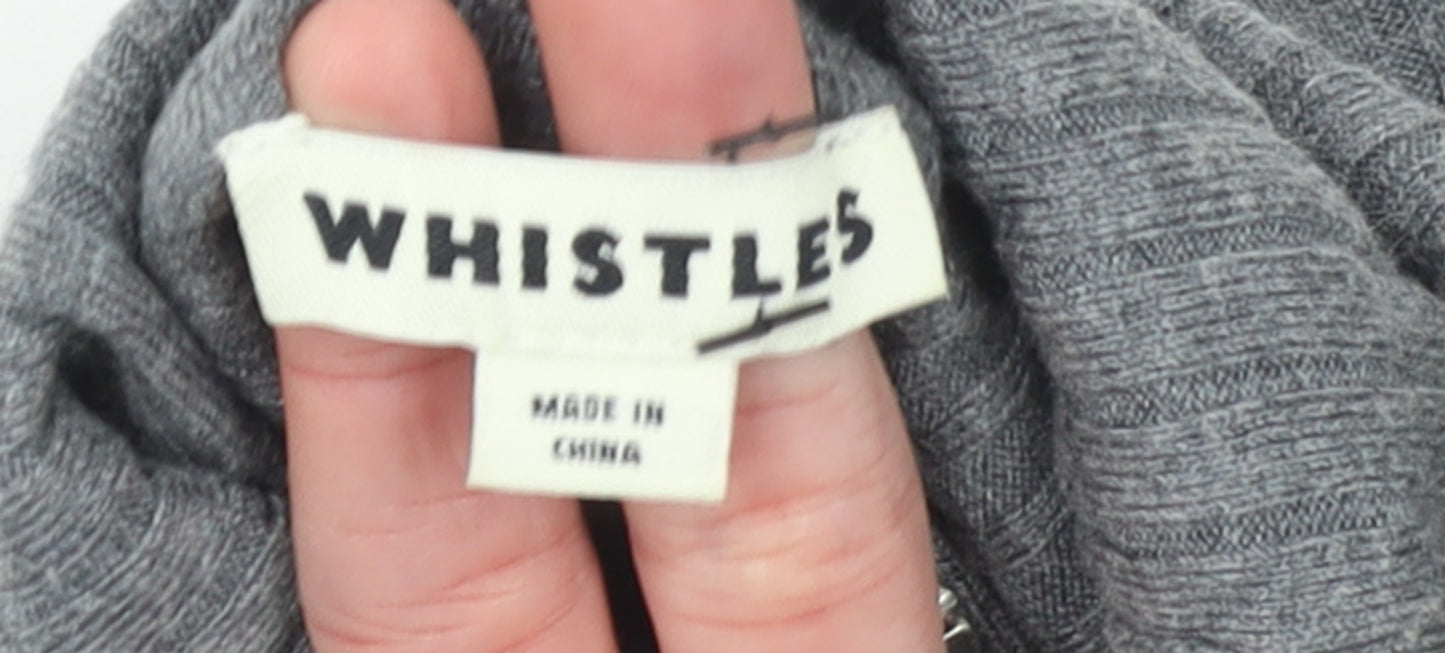 Whistles Women Grey Roll Neck Wool Blend Ribbed Jumper Size 4