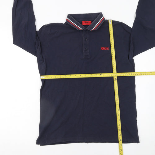Hugo Boss Men’s Blue Long Sleeve Polo Shirt Size S Regular Fit Cotton