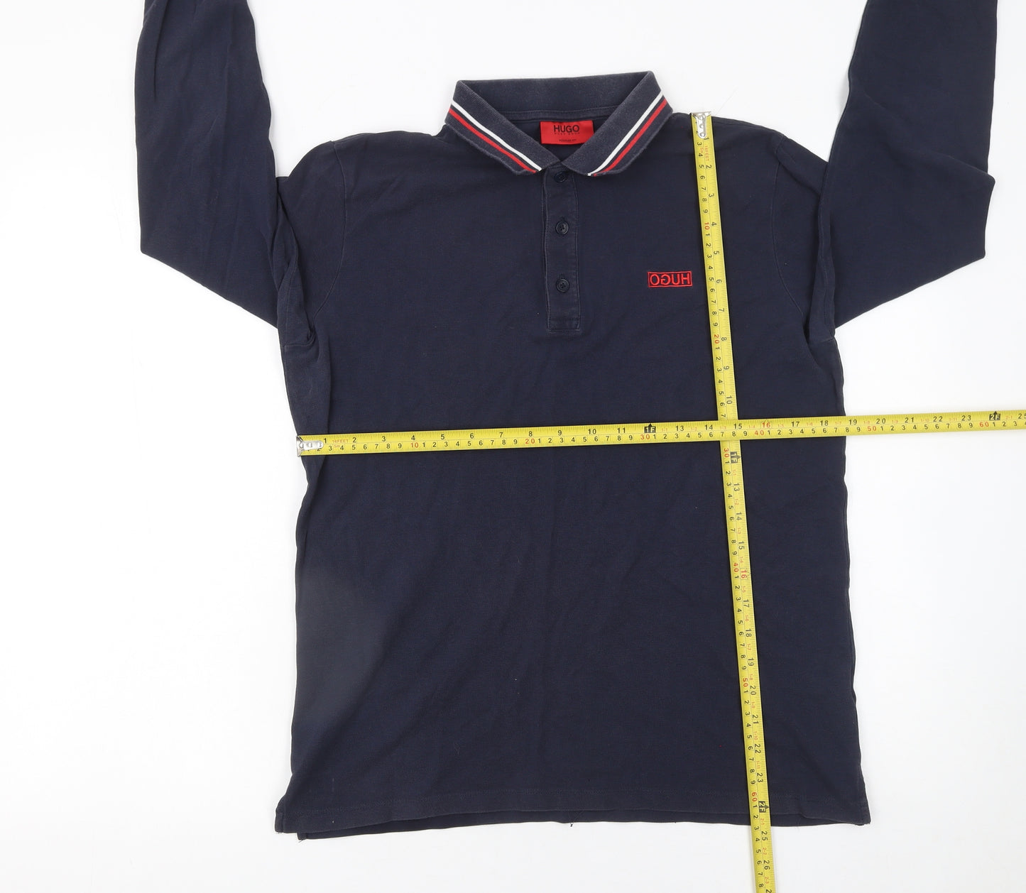 Hugo Boss Men’s Blue Long Sleeve Polo Shirt Size S Regular Fit Cotton