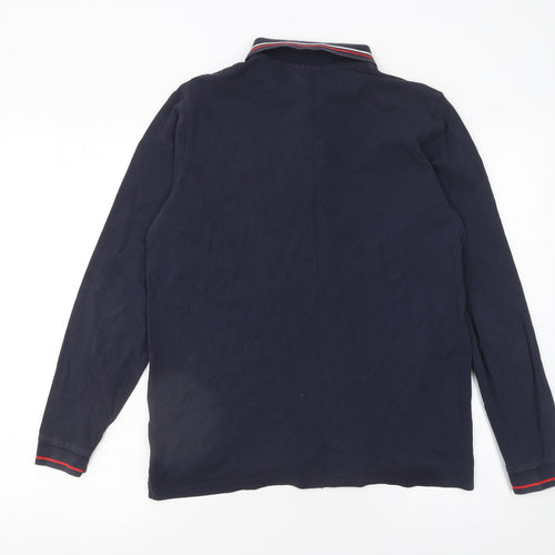 Hugo Boss Men’s Blue Long Sleeve Polo Shirt Size S Regular Fit Cotton