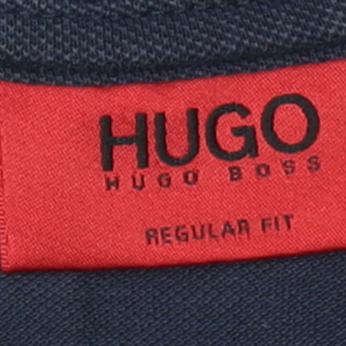 Hugo Boss Men’s Blue Long Sleeve Polo Shirt Size S Regular Fit Cotton