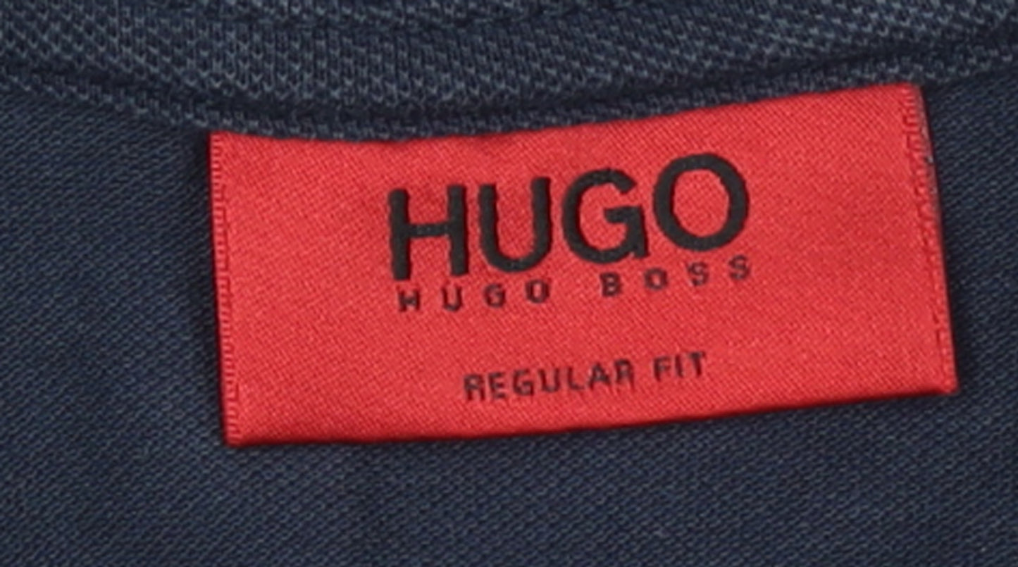 Hugo Boss Men’s Blue Long Sleeve Polo Shirt Size S Regular Fit Cotton
