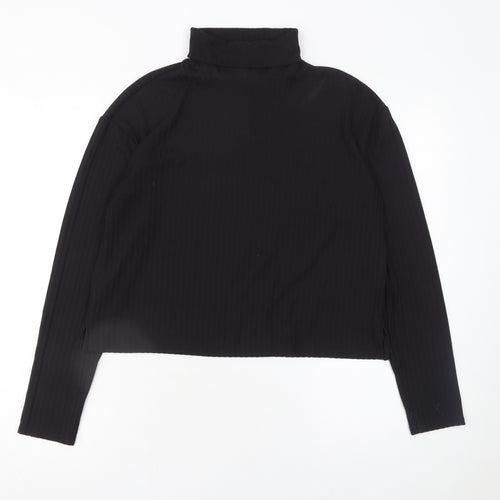 H&M Divided Women’s Black Roll Neck Long Sleeve Stretch Top Size 12