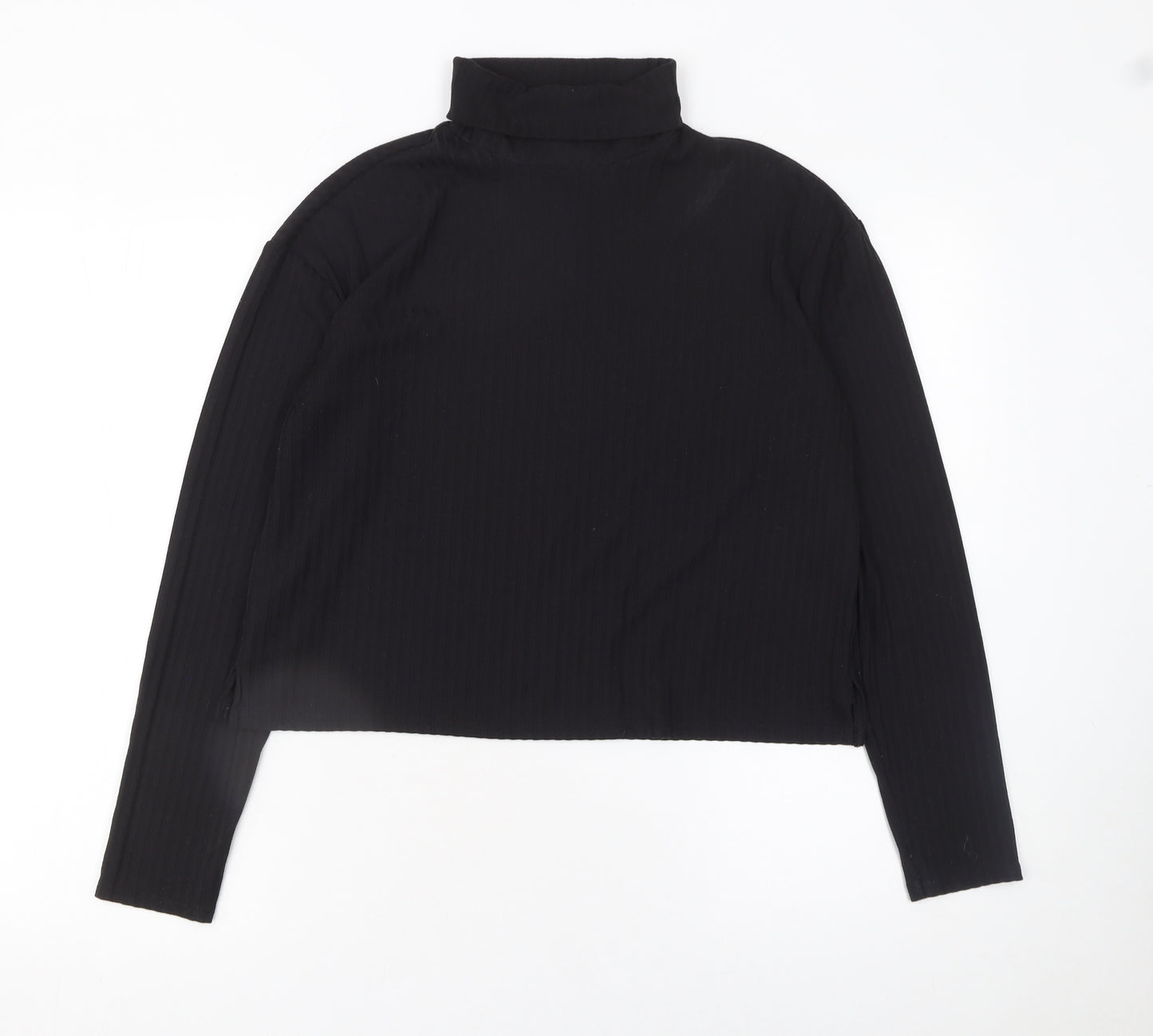 H&M Divided Women’s Black Roll Neck Long Sleeve Stretch Top Size 12
