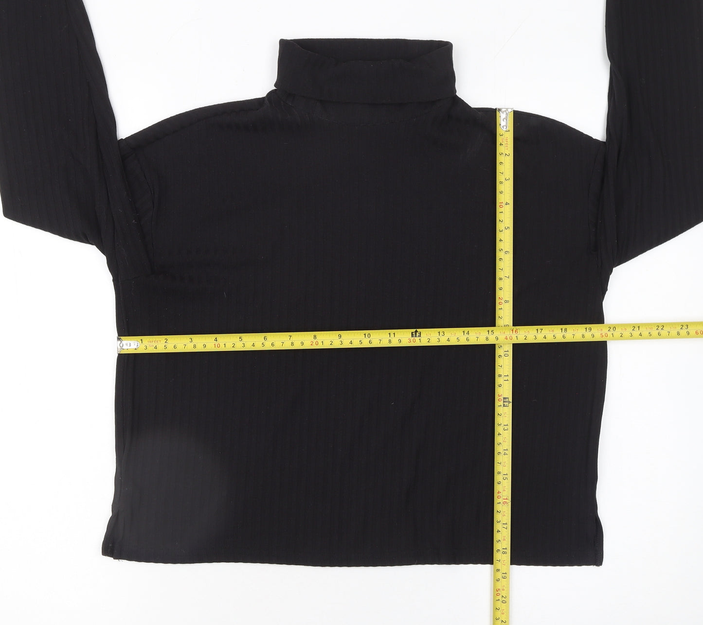 H&M Divided Women’s Black Roll Neck Long Sleeve Stretch Top Size 12