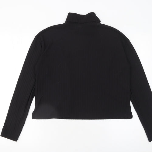 H&M Divided Women’s Black Roll Neck Long Sleeve Stretch Top Size 12