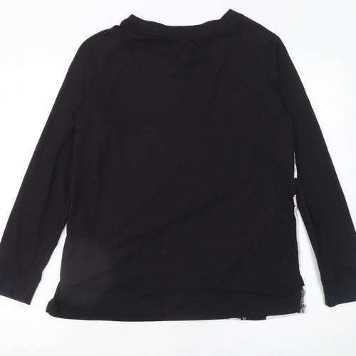 Peacocks Women’s Black Floral Long Sleeve Raglan T-Shirt Size 10
