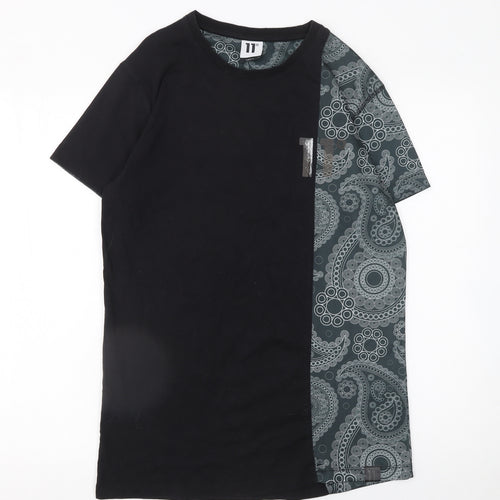 11 Degrees Men's Black & Grey Paisley Short Sleeve T-Shirt Size S