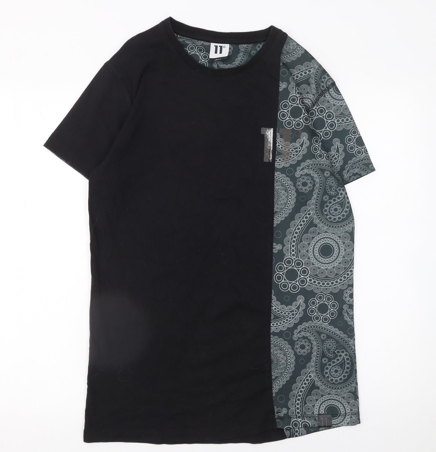 11 Degrees Men's Black & Grey Paisley Short Sleeve T-Shirt Size S