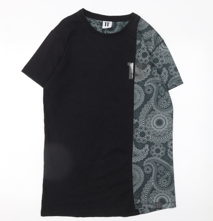 11 Degrees Men's Black & Grey Paisley Short Sleeve T-Shirt Size S