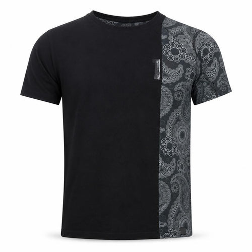 11 Degrees Men's Black & Grey Paisley Short Sleeve T-Shirt Size S