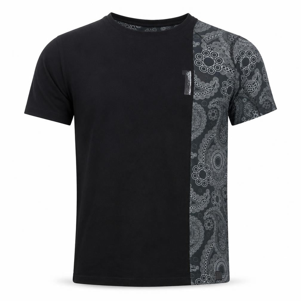 11 Degrees Men's Black & Grey Paisley Short Sleeve T-Shirt Size S