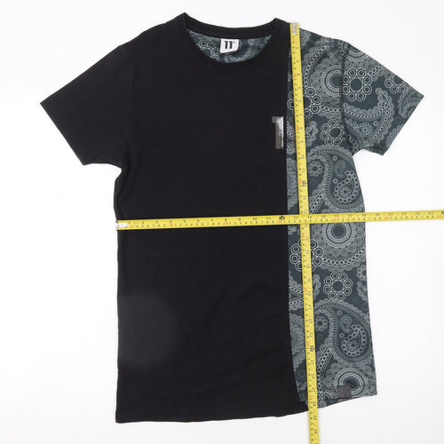 11 Degrees Men's Black & Grey Paisley Short Sleeve T-Shirt Size S
