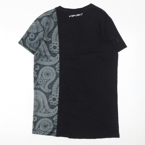 11 Degrees Men's Black & Grey Paisley Short Sleeve T-Shirt Size S