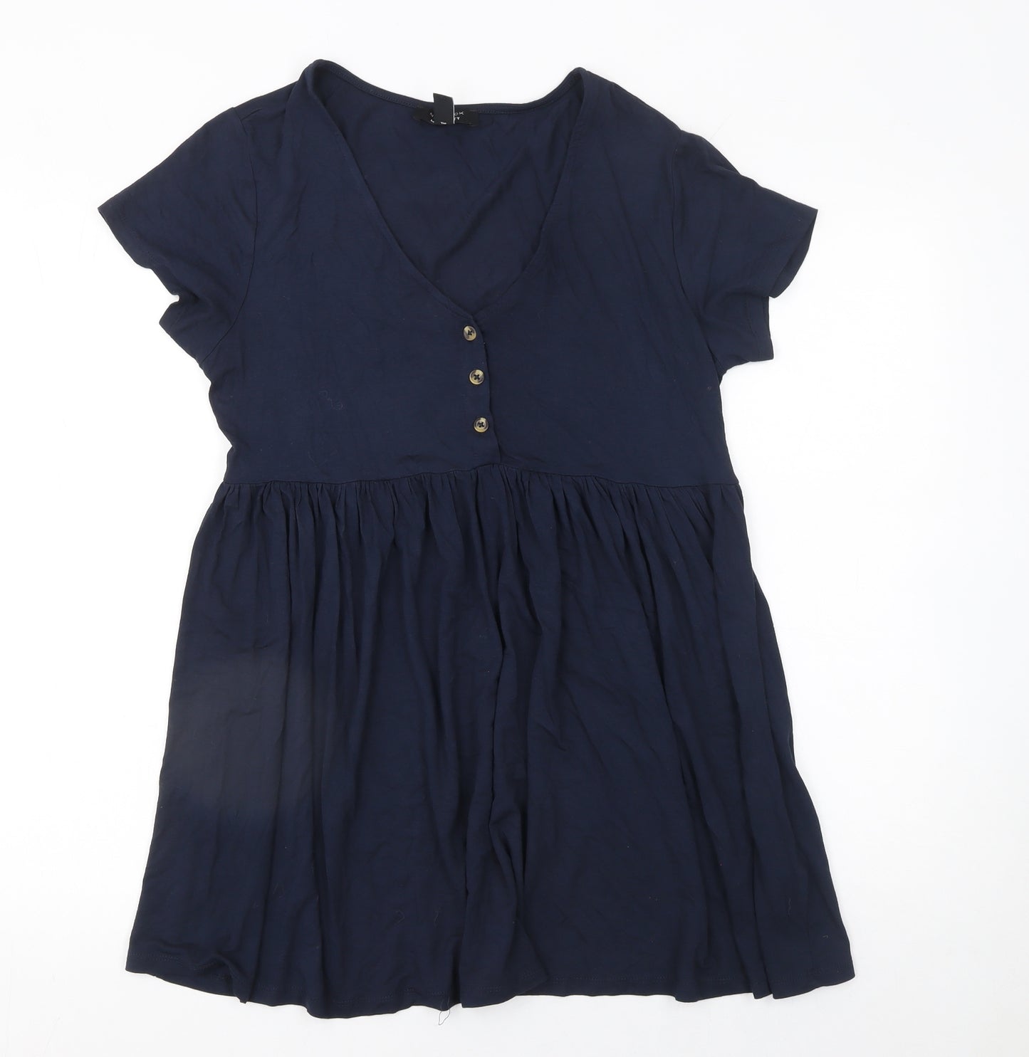 New Look Women Blue Maternity Tunic Blouse Size 12 Short Sleeve