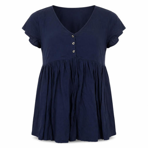 New Look Women Blue Maternity Tunic Blouse Size 12 Short Sleeve