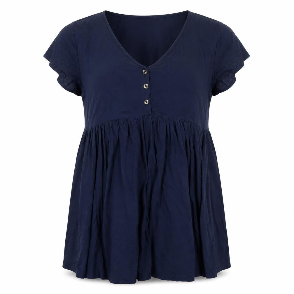 New Look Women Blue Maternity Tunic Blouse Size 12 Short Sleeve