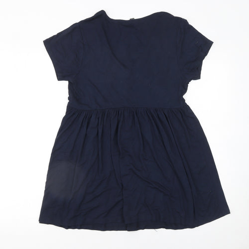 New Look Women Blue Maternity Tunic Blouse Size 12 Short Sleeve