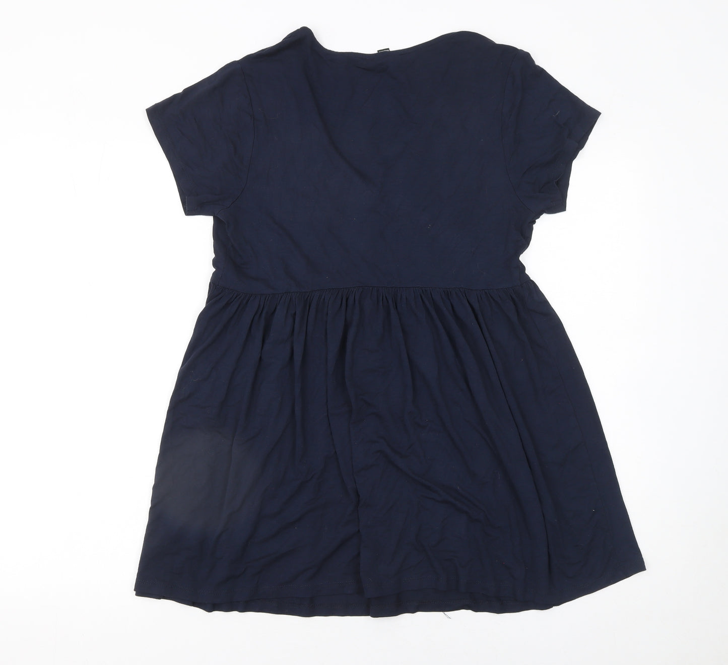 New Look Women Blue Maternity Tunic Blouse Size 12 Short Sleeve