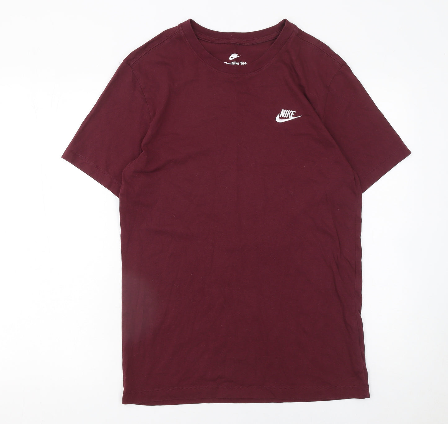 Nike Men's Red Small Crew Neck Cotton T-Shirt