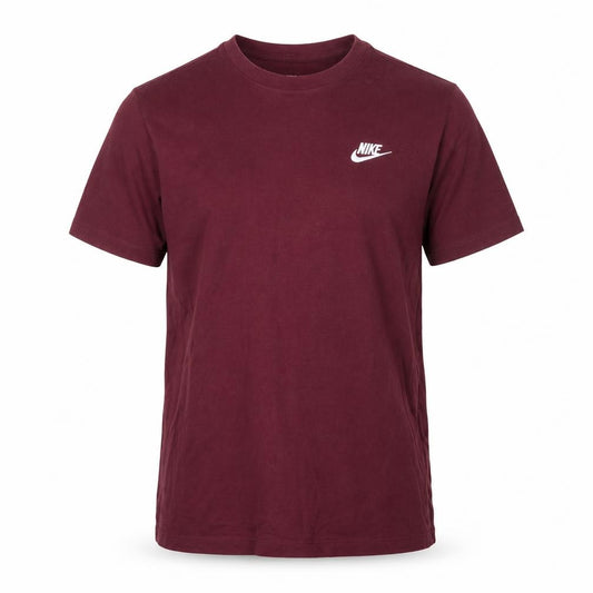 Front view of Nike Men's Red Small Crew Neck Cotton T-Shirt