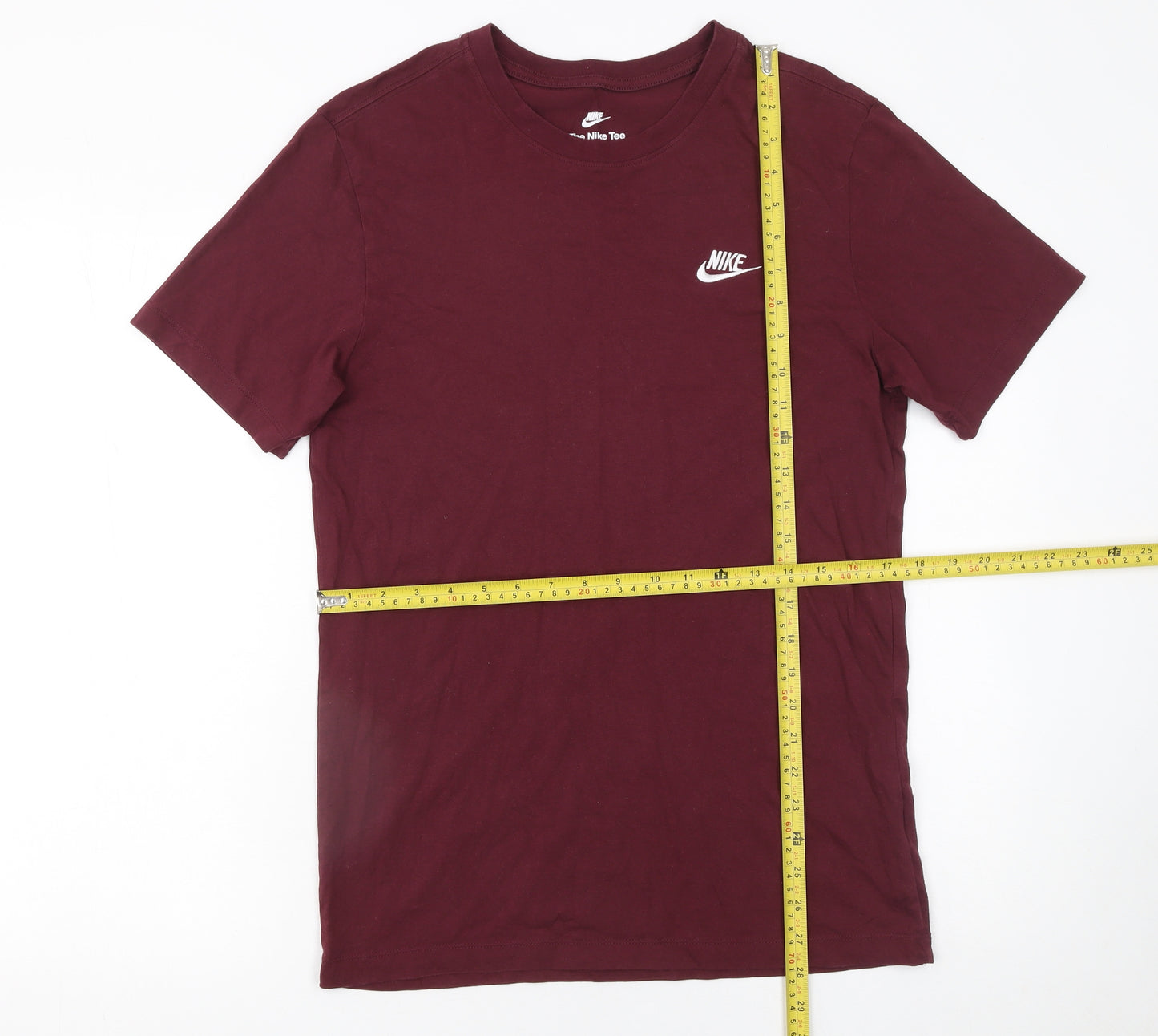 Nike Men's Red Small Crew Neck Cotton T-Shirt
