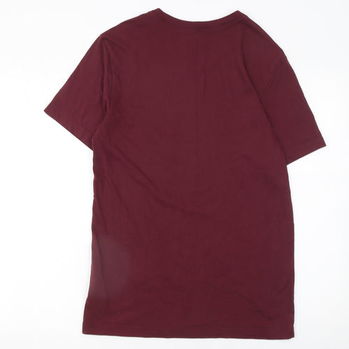 Nike Men's Red Small Crew Neck Cotton T-Shirt