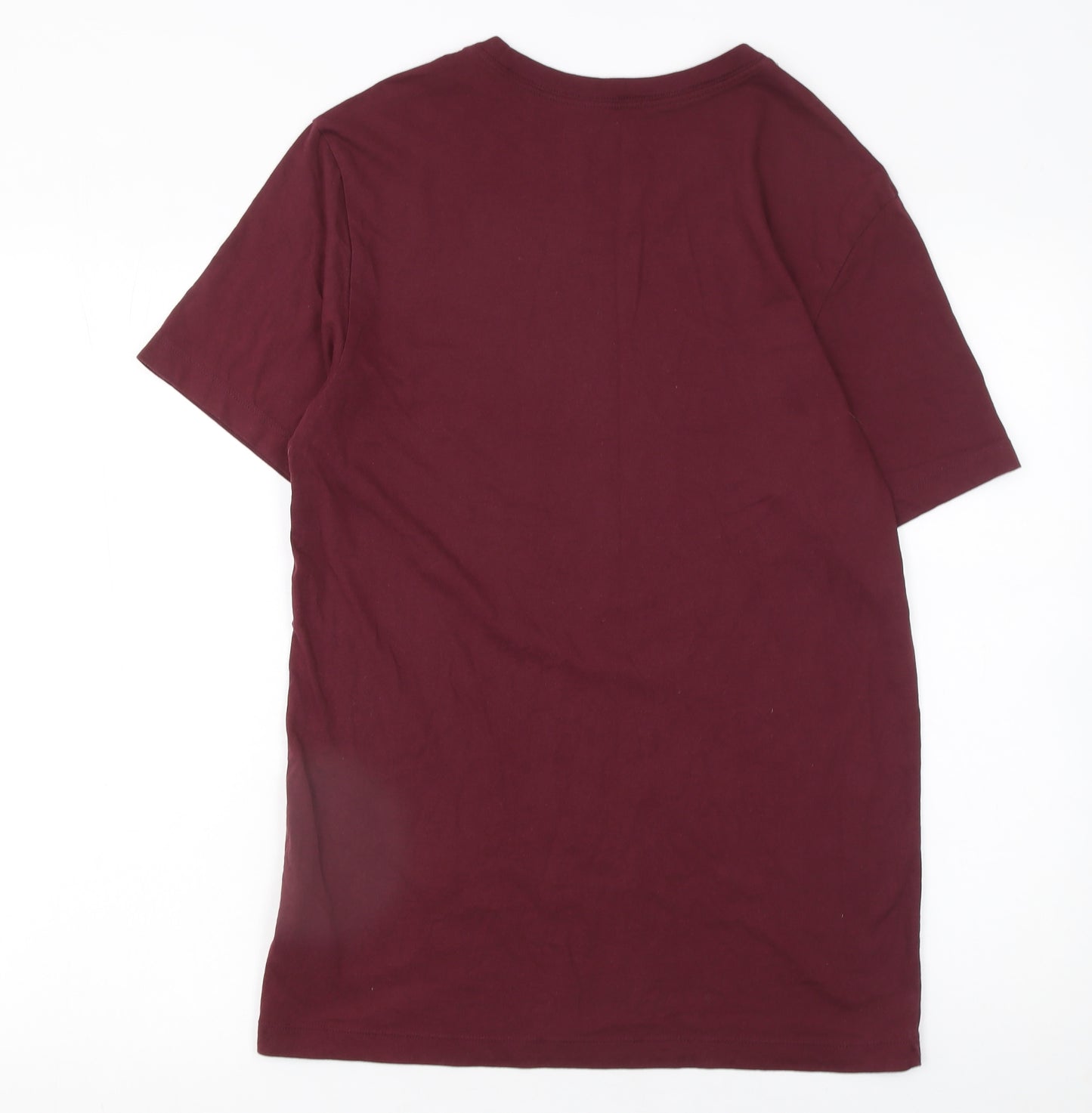 Nike Men's Red Small Crew Neck Cotton T-Shirt