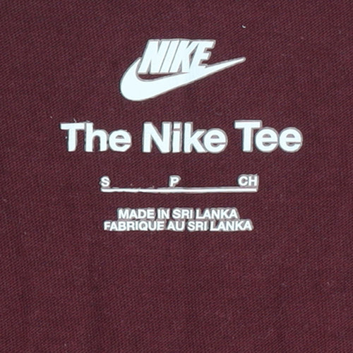 Nike Men's Red Small Crew Neck Cotton T-Shirt