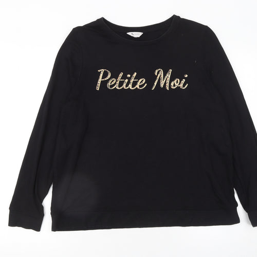 Tu Women Black Size 16 Pullover Sweatshirt with Sequin Logo