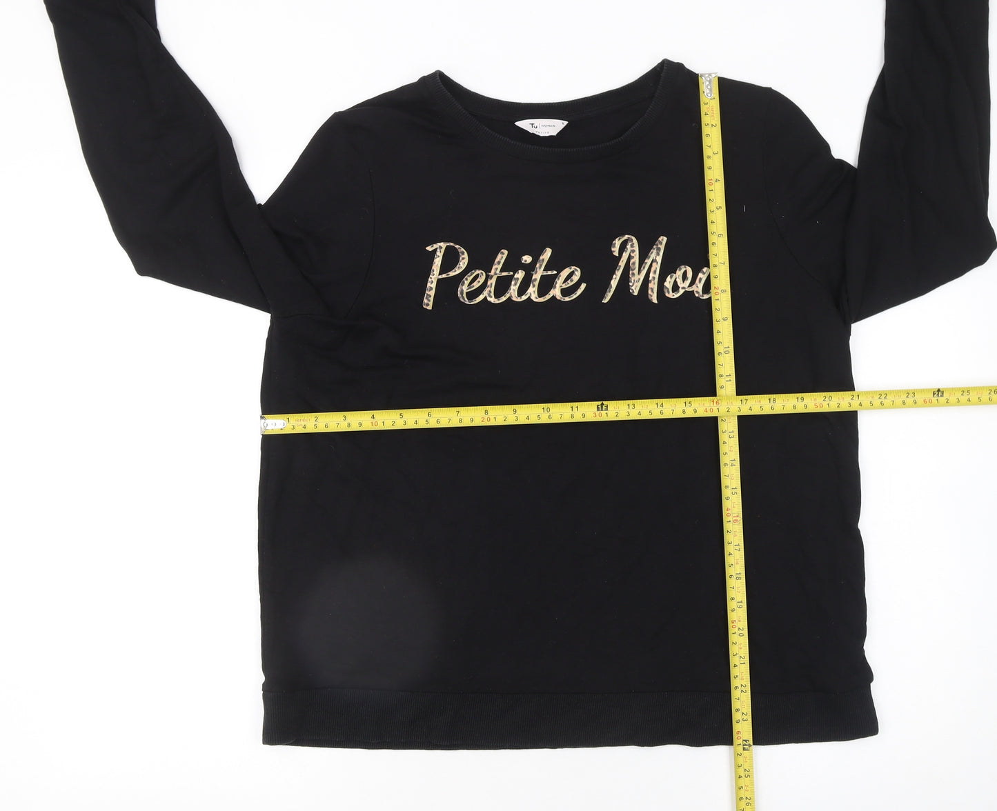 Tu Women Black Size 16 Pullover Sweatshirt with Sequin Logo