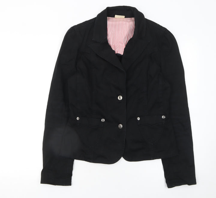 Miss Selfridge Women Black Size 12 Cotton Blend Suit Jacket