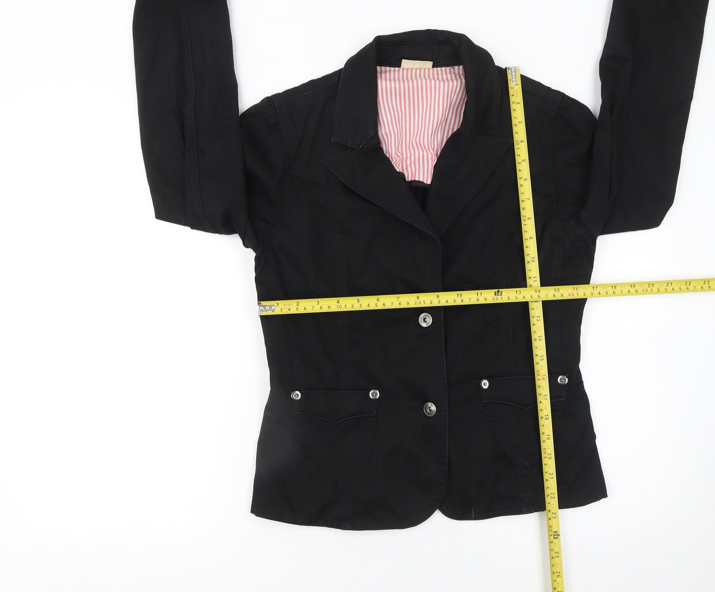 Miss Selfridge Women Black Size 12 Cotton Blend Suit Jacket