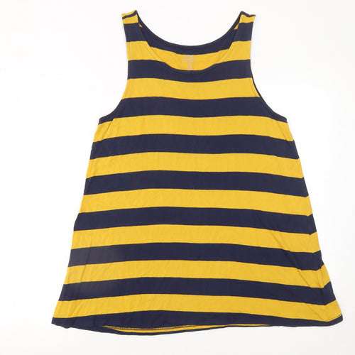 Gap Women’s Yellow and Navy Striped Tank Top Size M