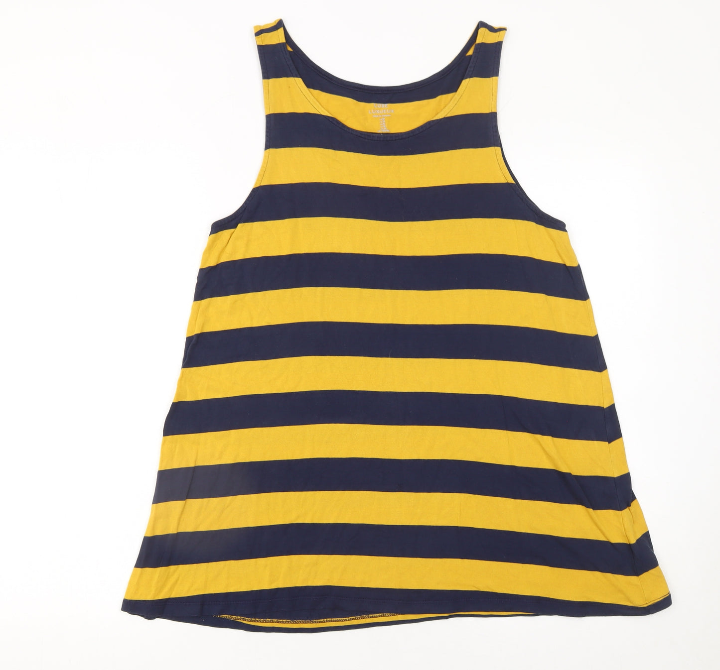 Gap Women’s Yellow and Navy Striped Tank Top Size M
