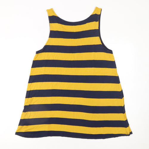 Gap Women’s Yellow and Navy Striped Tank Top Size M