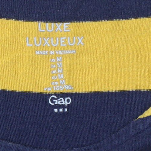 Gap Women’s Yellow and Navy Striped Tank Top Size M