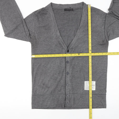 Real Words Product Men's Grey Large V-Neck Button Cardigan