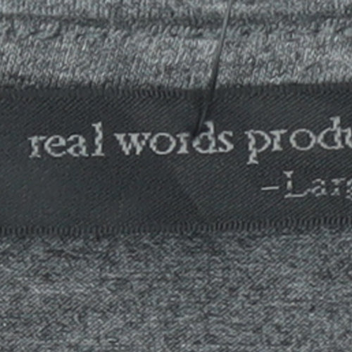 Real Words Product Men's Grey Large V-Neck Button Cardigan