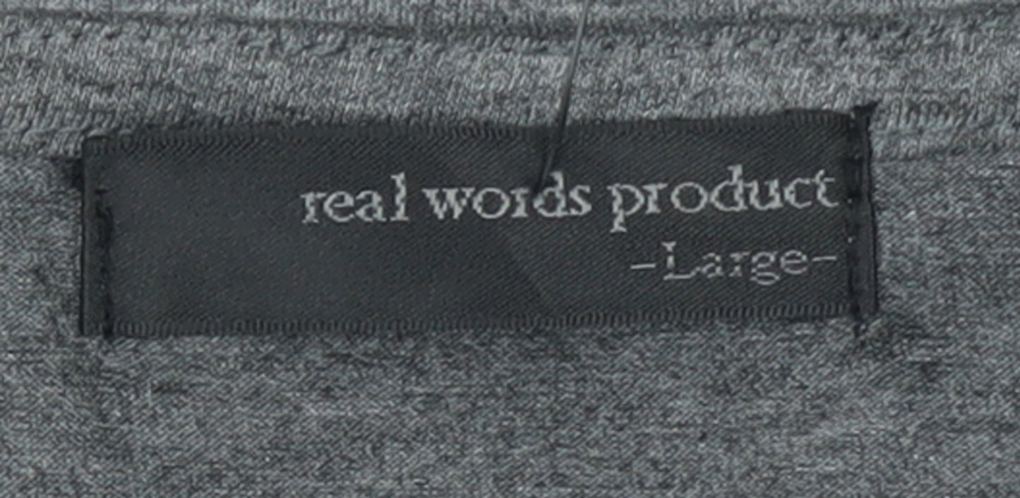 Real Words Product Men's Grey Large V-Neck Button Cardigan