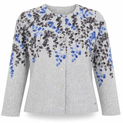 TIGI Women’s Grey Floral Knit Button Cardigan Size 8