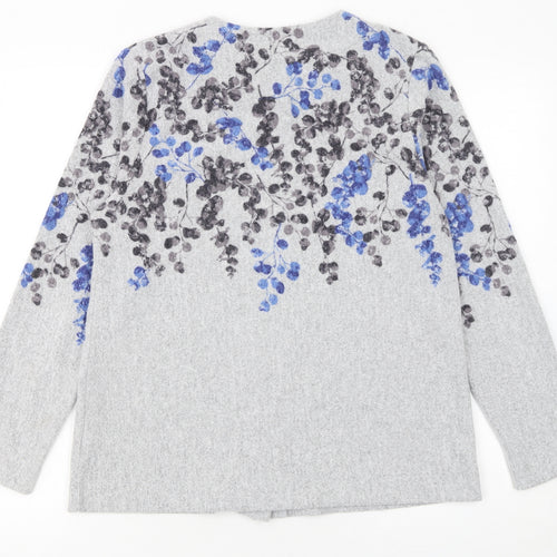 TIGI Women’s Grey Floral Knit Button Cardigan Size 8
