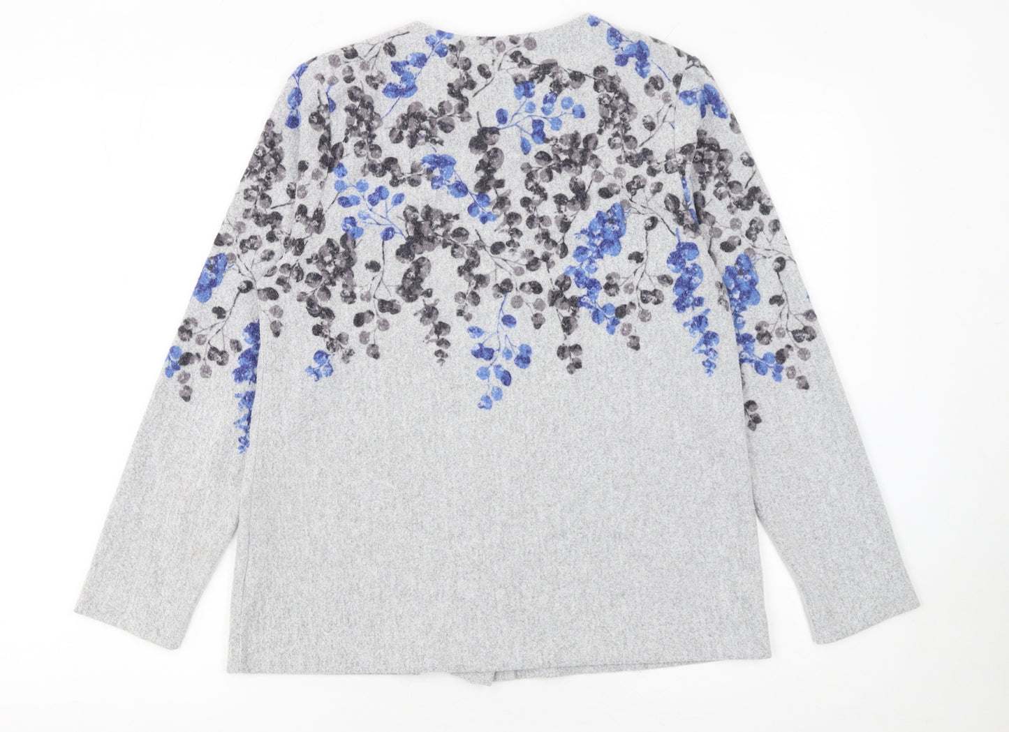 TIGI Women’s Grey Floral Knit Button Cardigan Size 8