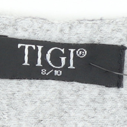 TIGI Women’s Grey Floral Knit Button Cardigan Size 8