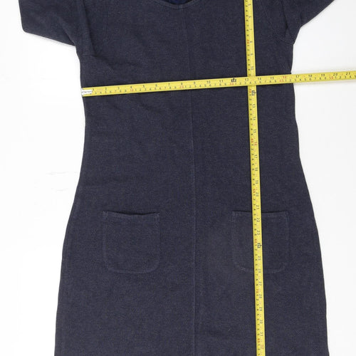 White Stuff Women’s Blue Cotton Shift Dress Size 12 Long Sleeve