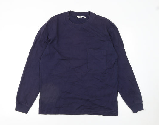 Uniqlo Men’s Blue Long Sleeve Crew Neck Cotton T-Shirt Size S
