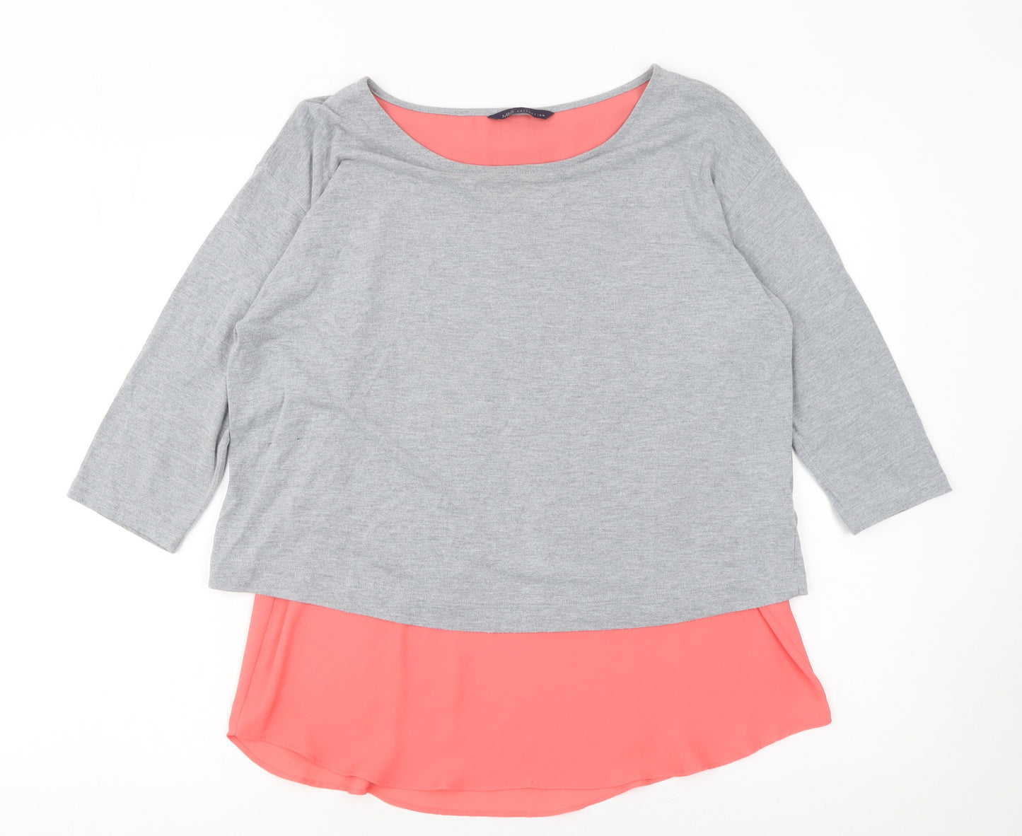 Marks and Spencer Women’s Grey Tunic Blouse Size 12 3/4 Sleeve Relaxed Fit