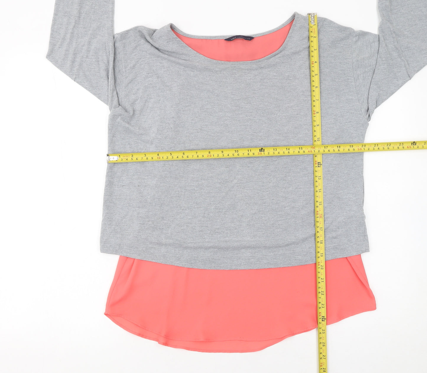 Marks and Spencer Women’s Grey Tunic Blouse Size 12 3/4 Sleeve Relaxed Fit