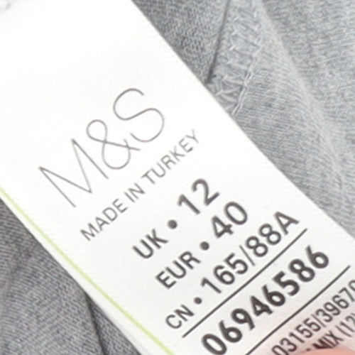 Marks and Spencer Women’s Grey Tunic Blouse Size 12 3/4 Sleeve Relaxed Fit