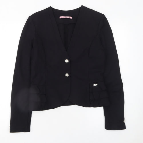 Fornarina Women's Black L Slim Fit Two-Button Tailored Blazer Jacket